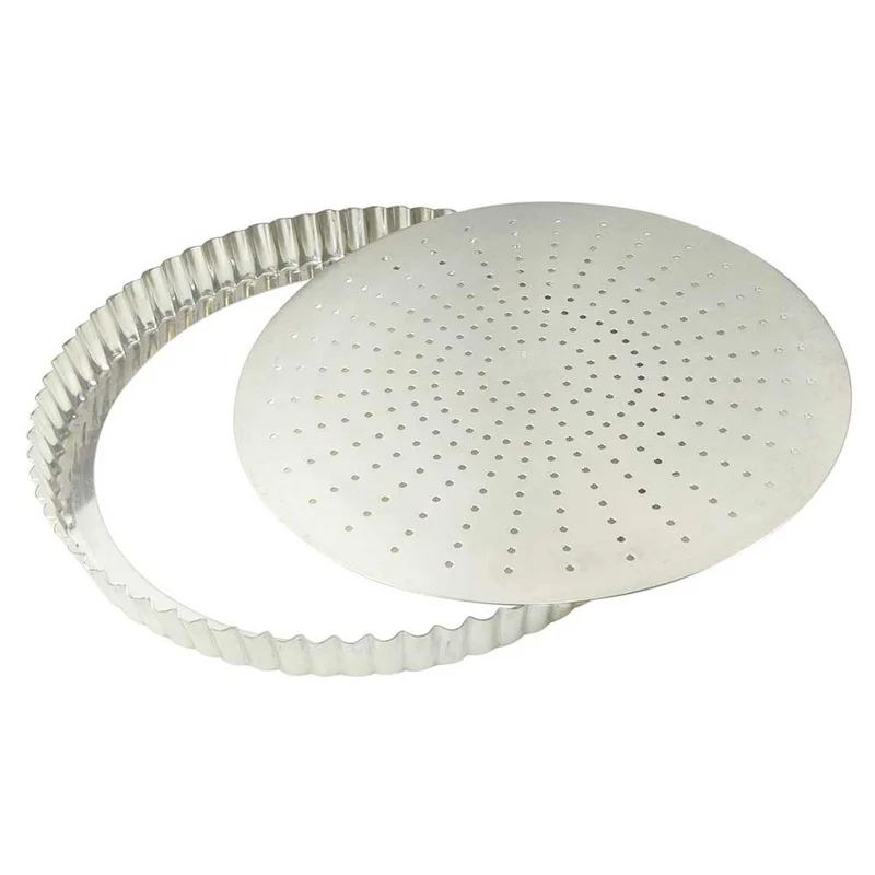 Tourtière cannelée perforée en fer blanc 28 cm - GOBEL