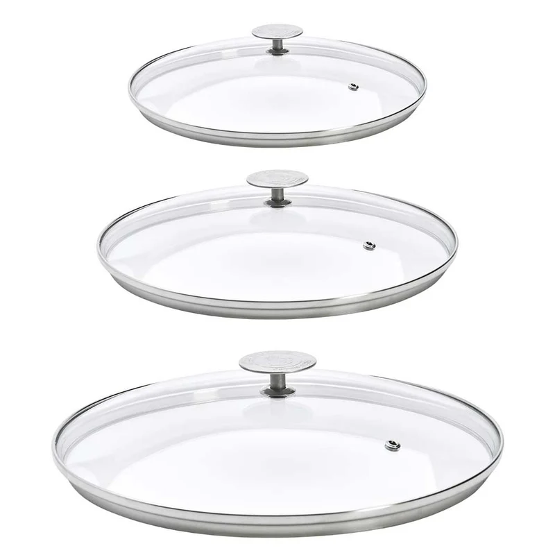 Lot 3 Couvercles en verre avec Pontet inox - DE BUYER