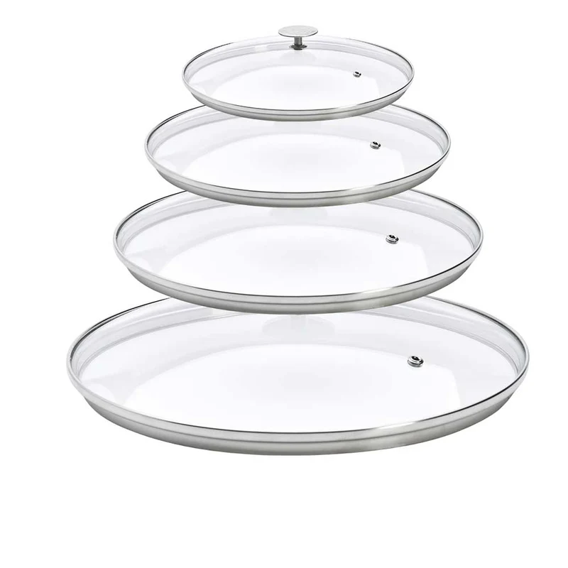 Lot 4 Couvercles en verre avec Pontet inox - DE BUYER