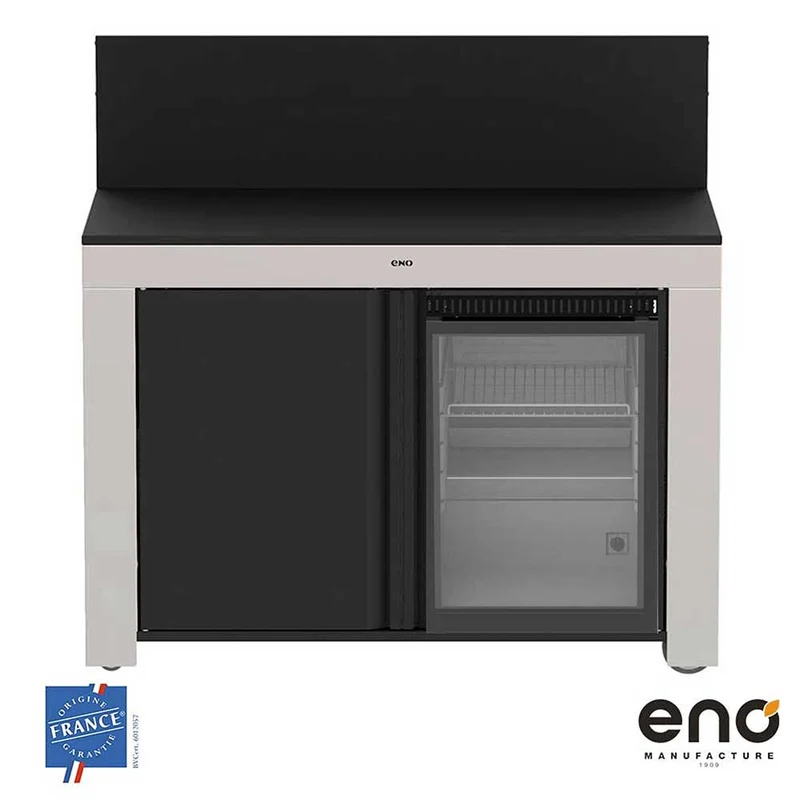 Meuble FELIX 120 cm Noir Inox avec Réfrigérateur - ENO
