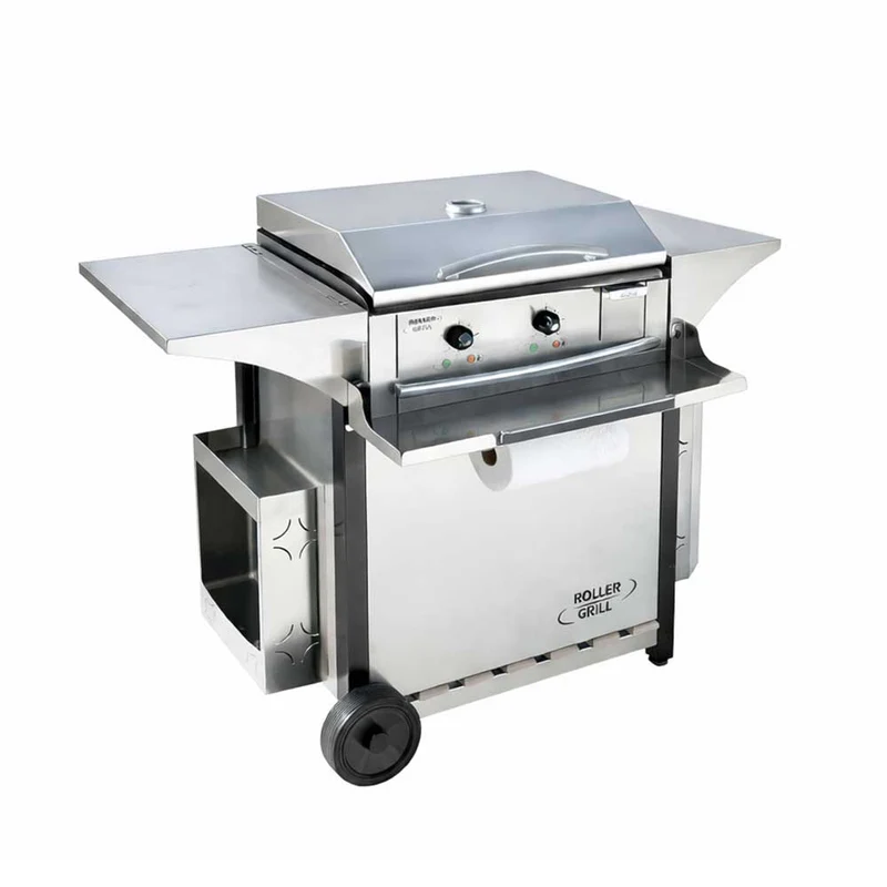 Plancha électrique inox 60 avec chariot et accessoires - ROLLER GRILL