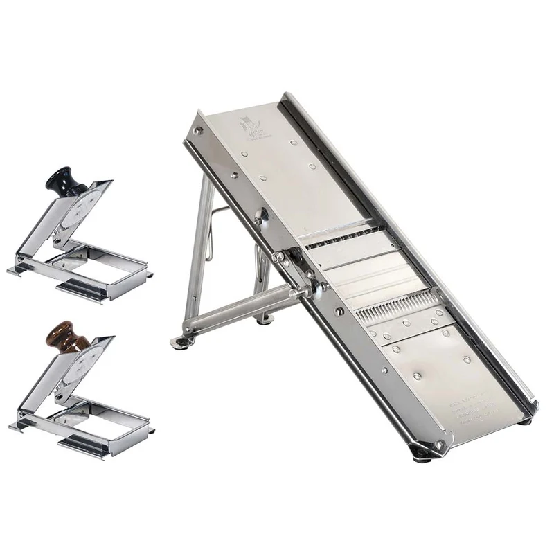 Mandoline inox professionnelle 3 et 10 mm avec chariot poignée bois - LOUIS TELLIER