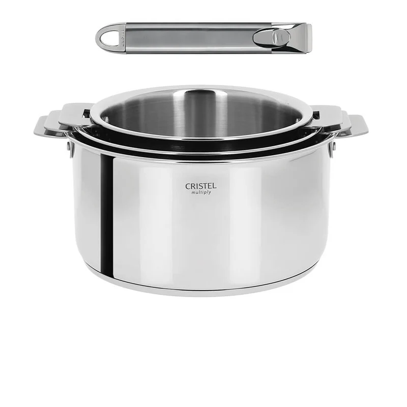 Ensemble de 3 Casseroles inox Casteline avec 1 poignée Zenith INCLUSE - CRISTEL