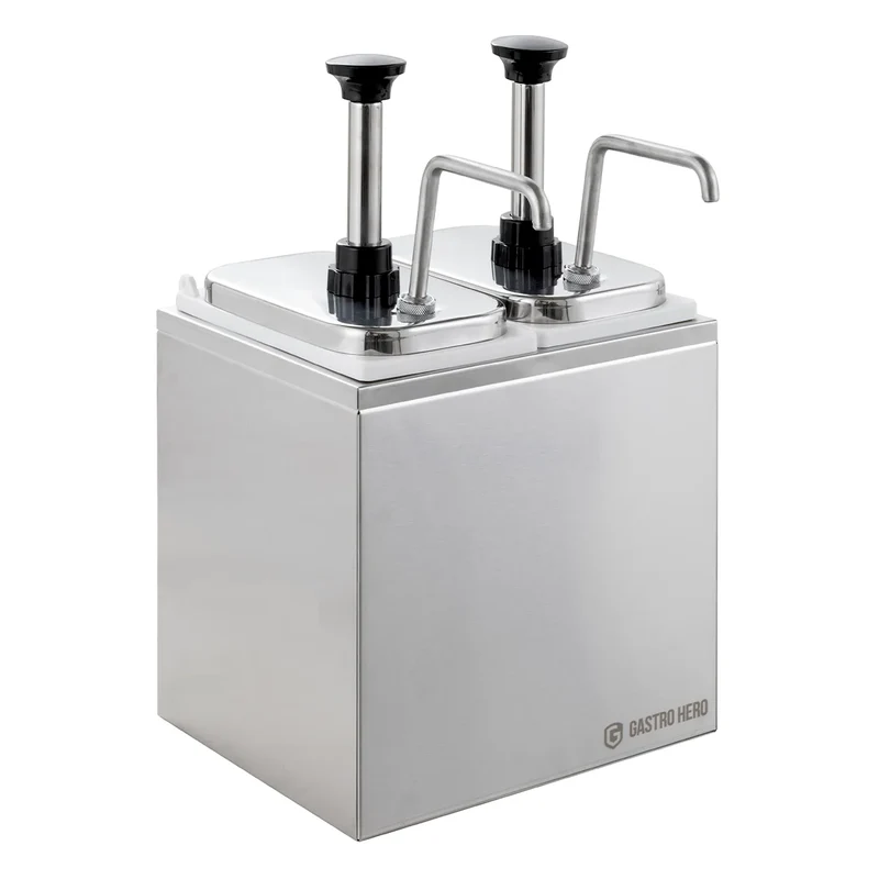 Distributeur de sauces - 2 x 3 litres - Pompe doseuse en acier inoxydable