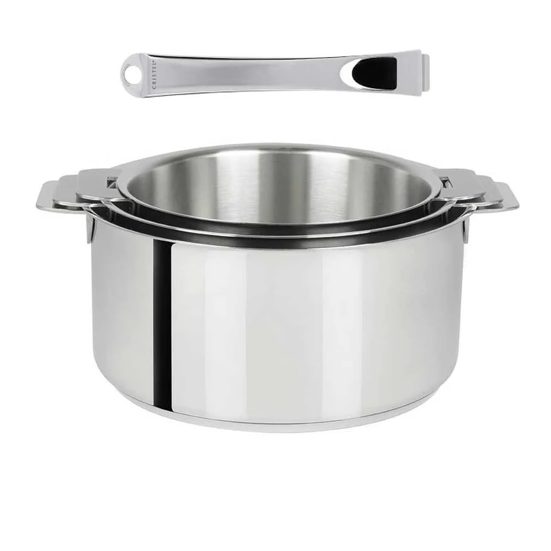 Lot de 3 Casseroles Inox Mutine avec 1 poignée Casteline INCLUSE - CRISTEL
