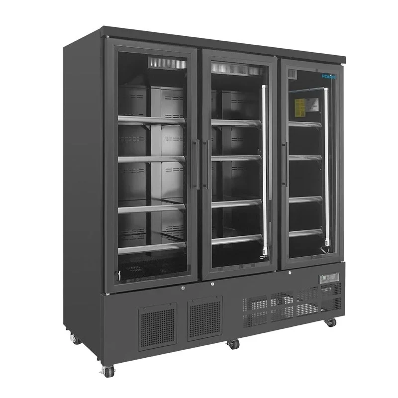 Armoire de congélation Polar Série G 1156 Litres avec porte vitrée, 3 portes, noir