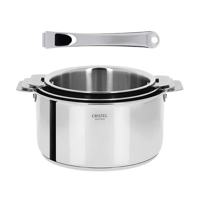 Lot de 3 Casseroles inox Casteline avec 1 poignée INCLUSE - CRISTEL