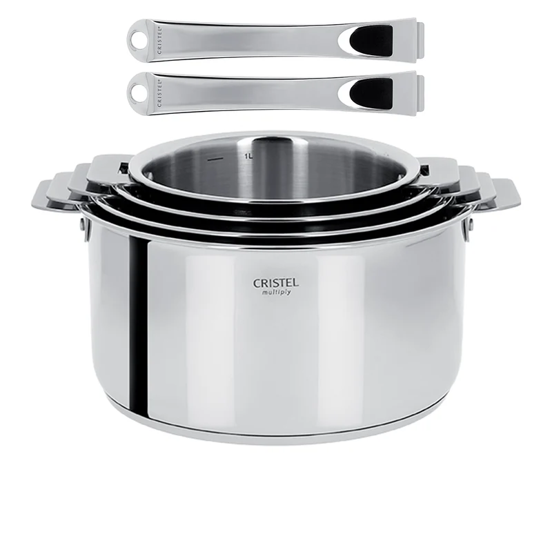 Ensemble de 4 Casseroles inox Casteline avec 2 poignées INCLUSES - CRISTEL