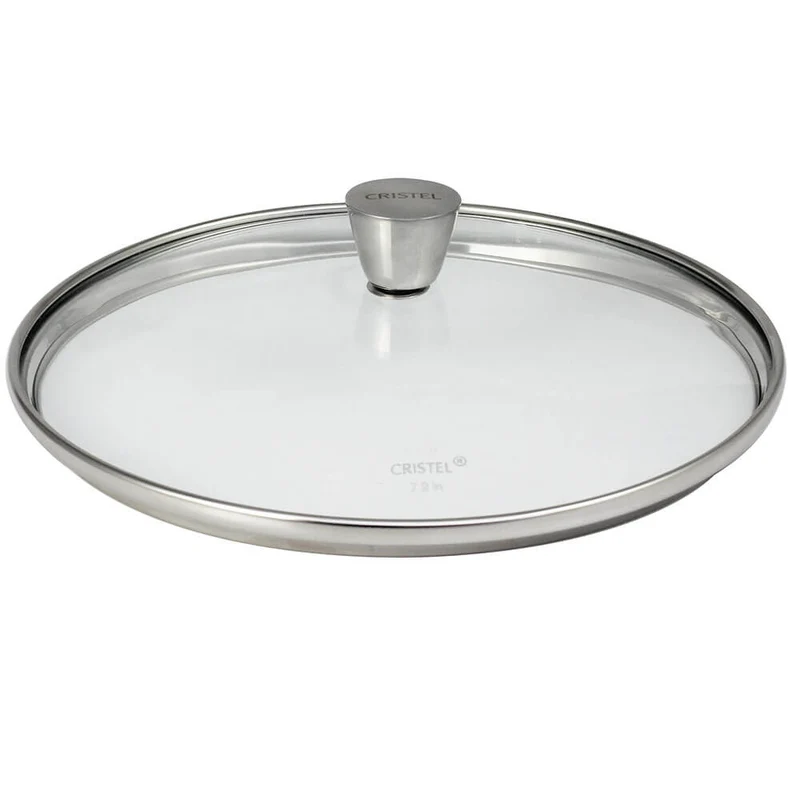 Couvercle en verre bombé bouton inox - CRISTEL
