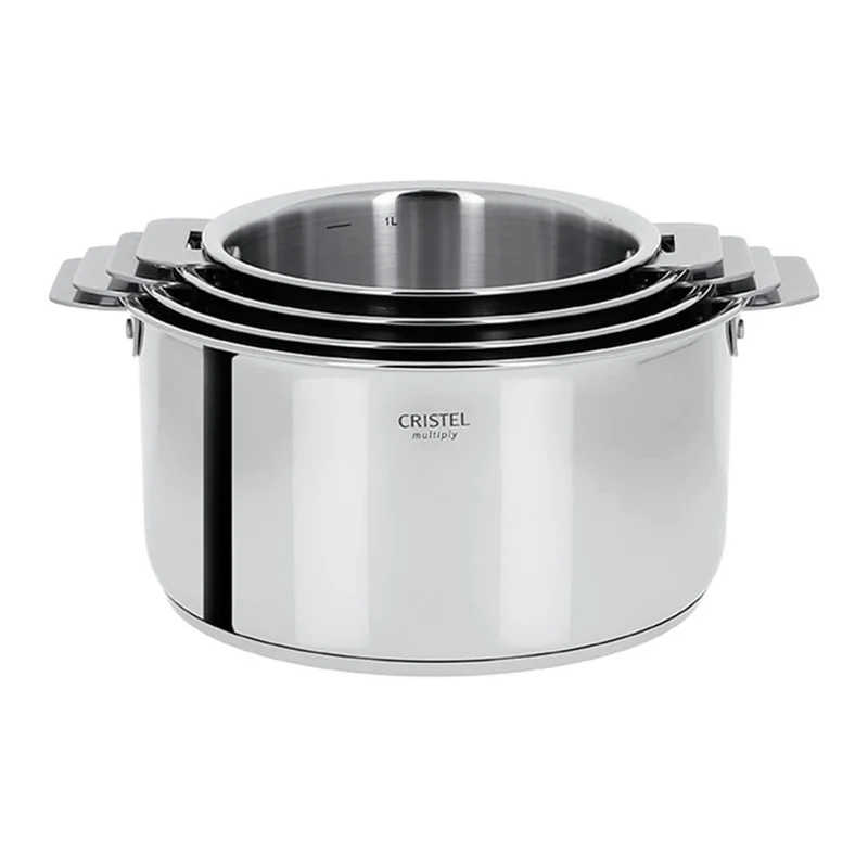 Lot de 4 Casseroles inox Casteline poignée amovible - CRISTEL