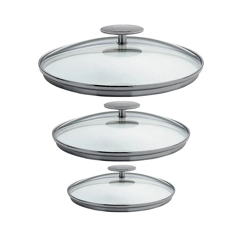 Lot de 3 Couvercles en verre bombé Platine - CRISTEL