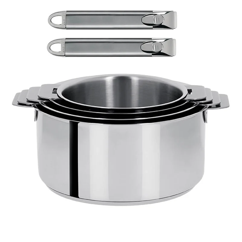 Lot de 4 Casseroles Mutine poignée amovible avec 2 poignées Zenith INCLUSES - CRISTEL
