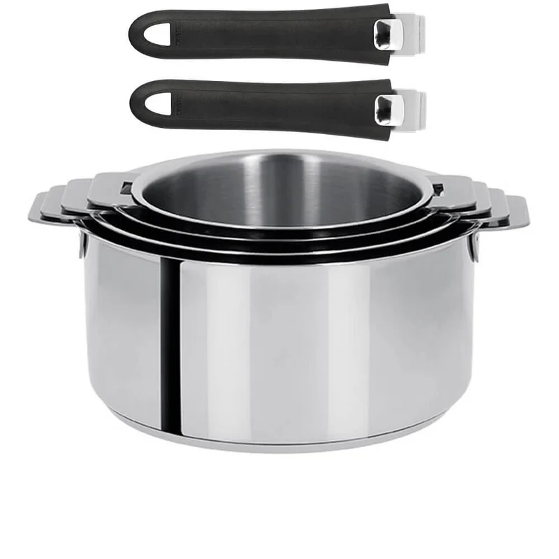 Lot de 4 Casseroles Mutine poignée amovible avec 2 poignées Mutine INCLUSES - CRISTEL