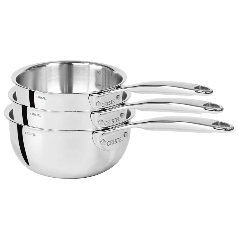 Lot de 3 Casseroles CASTEL'PRO Inox - CRISTEL