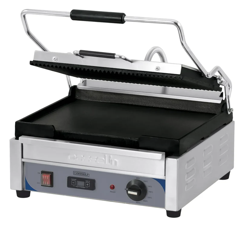 Grill à contact / grill à panini Grand Premium rainuré - Lisse avec minuteur