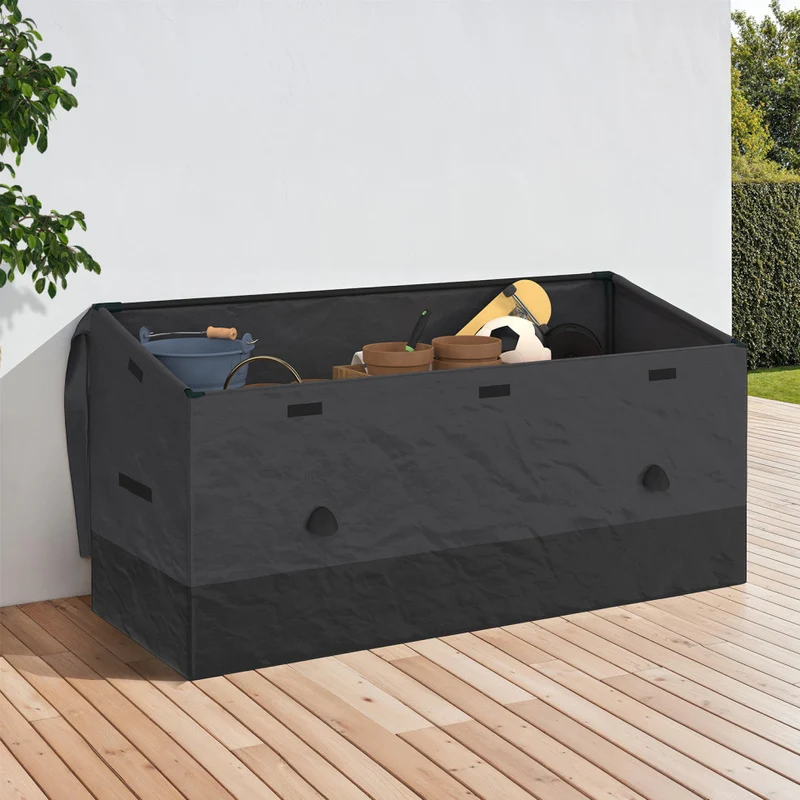Coffre de rangement pour extérieur gris anthracite avec bâche 600L