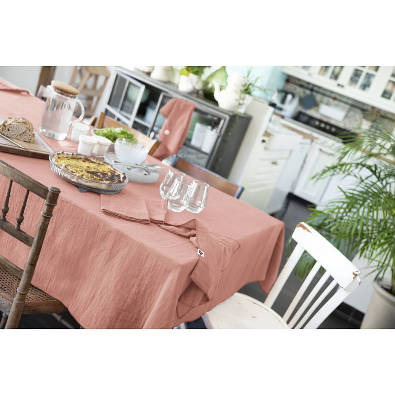 Nappe rectangle 150 x 250 cm GAÏA Rose pêche