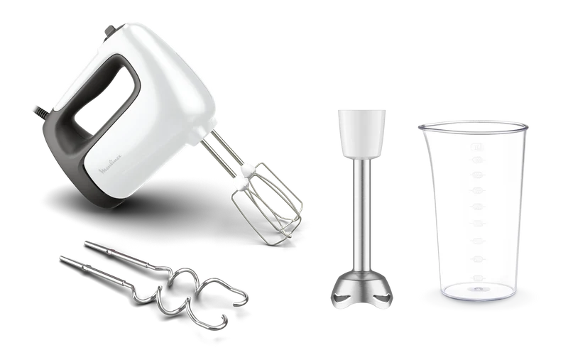 Batteur Moulinex Prep'Mix+ HM462110 – 500 W, Pied Mixeur + Malaxeurs
