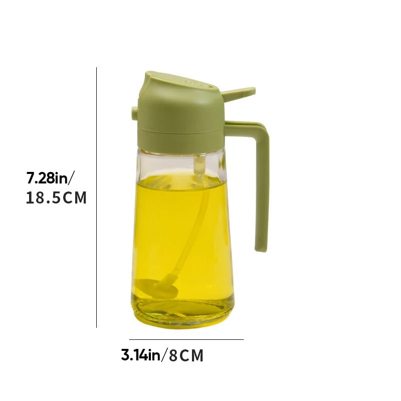 Olive Oil Dispenser Bottle with Glass Sprayer and Flip-Top Pouring Spout