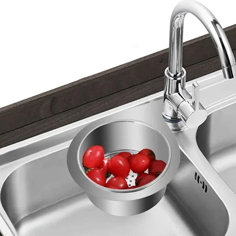 Stainless Steel Sink Strainer Basket with Perforated Bottom and Corner Mount
