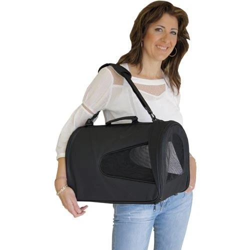 Sac de Transport Aéré et Confortable Noir pour Chien et Chat