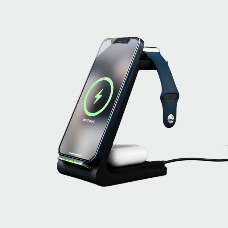 Advanced wireless 3-in-1 fast charging station – Perfect for Apple, Samsung, Watch, and AirPods devices