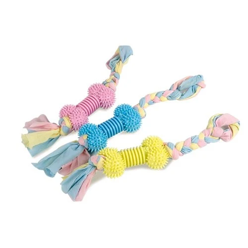 Jouet en os avec cordon de tissu