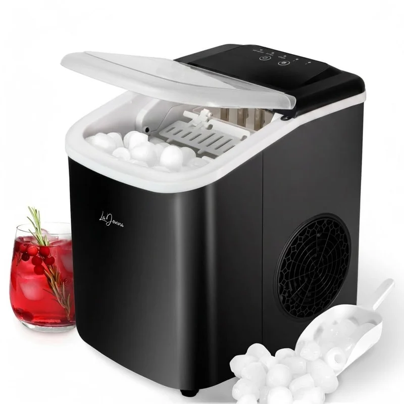 Portable Ice Maker with Self-Cleaning Function and Two Ice Sizes