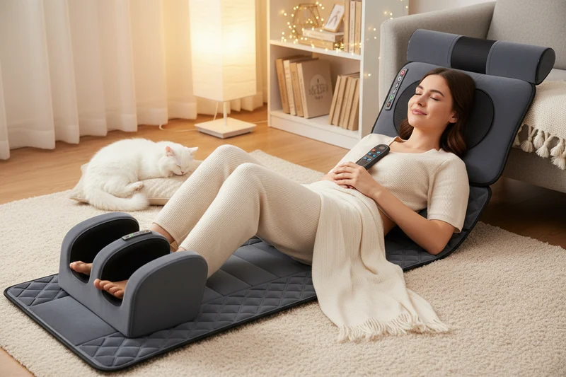 Heated Massage Mat for a Chair with Neck and Foot Massager, Foldable, Foot Massage