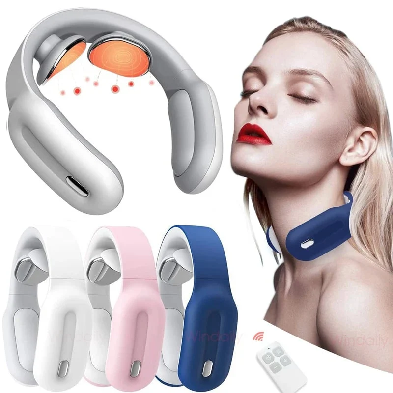 Neck and Nape Massager with Electrical Stimulation, Heating, and Remote Control, Back Massager