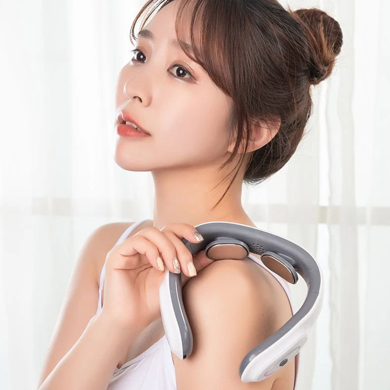 Foldable Electric Neck Massager with Electrical Stimulation and LED Lighting
