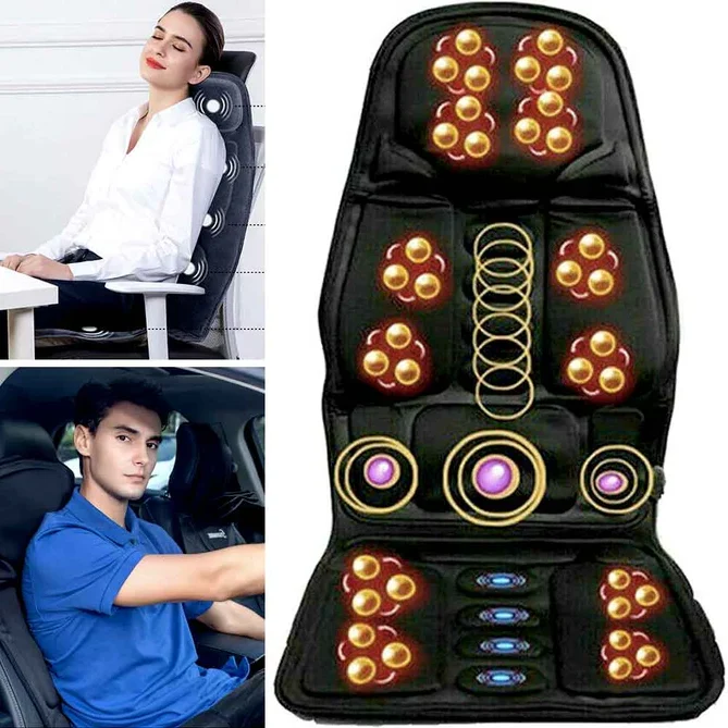 Heated Massage Seat Cushion with Multi-Zone Back Massage for Chair or Bed