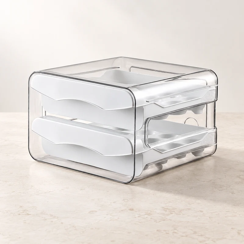 Boîte de rangement à œufs 2 tiroirs pour réfrigérateur