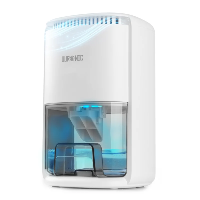 Duronic DH07 WE Déshumidificateur 22,5W Jusqu'à 200 ml d'eau par jour Réservoir d'1 litre Compact et silencieux Idéal pour petits espaces