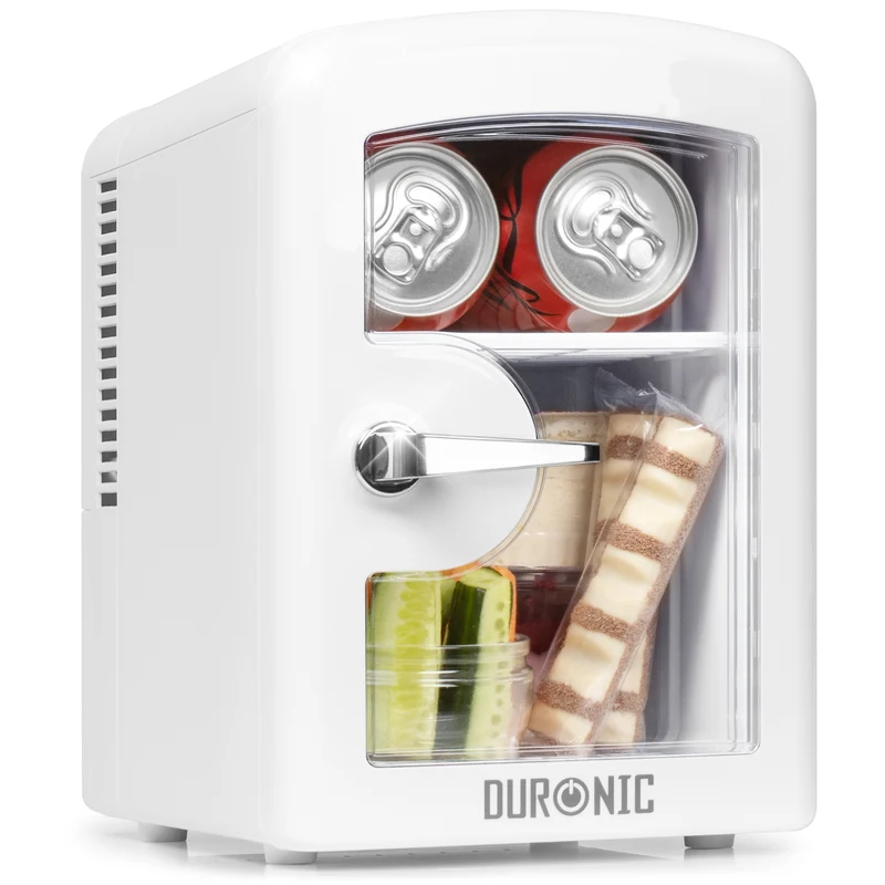 Duronic MFW4 WE Mini réfrigérateur 42W 4 litres Jusqu’à 6 cannettes Glacière pour snacks boisson lait maternel cosmétique médicament Maintien au chaud Bureau chambre voiture camping bateau