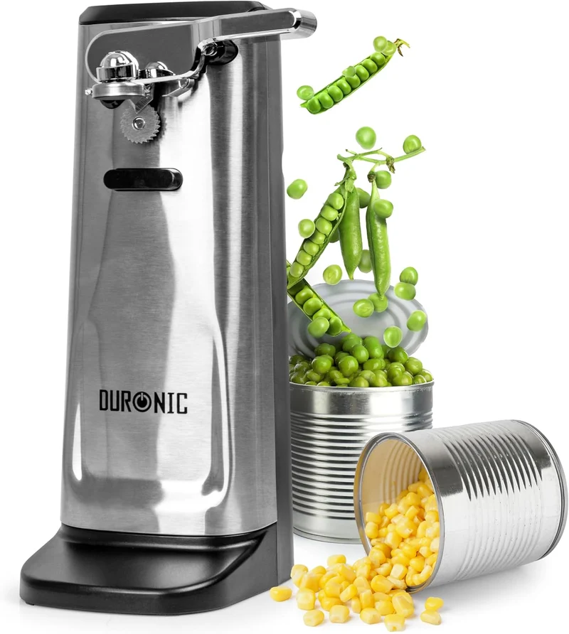 Duronic CO60 Ouvre-boîte électrique 50W Ouvre boîtes de conserve automatique Aiguiseur de couteaux Décapsuleur pour bouteille Permet de retirer les capsules des bouteilles et cannettes