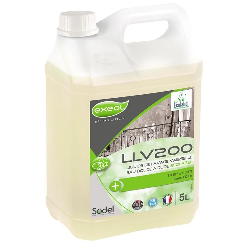 EXEOL LLV200 Liquide Lavage Vaisselle Eau Douce à Dure Ecolabel