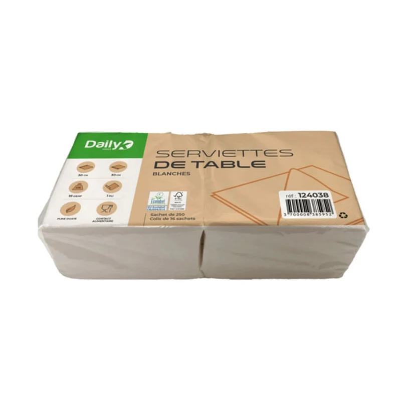DAILYK Serviettes de table blanches 30 x 30 cm - 1 pli X4000