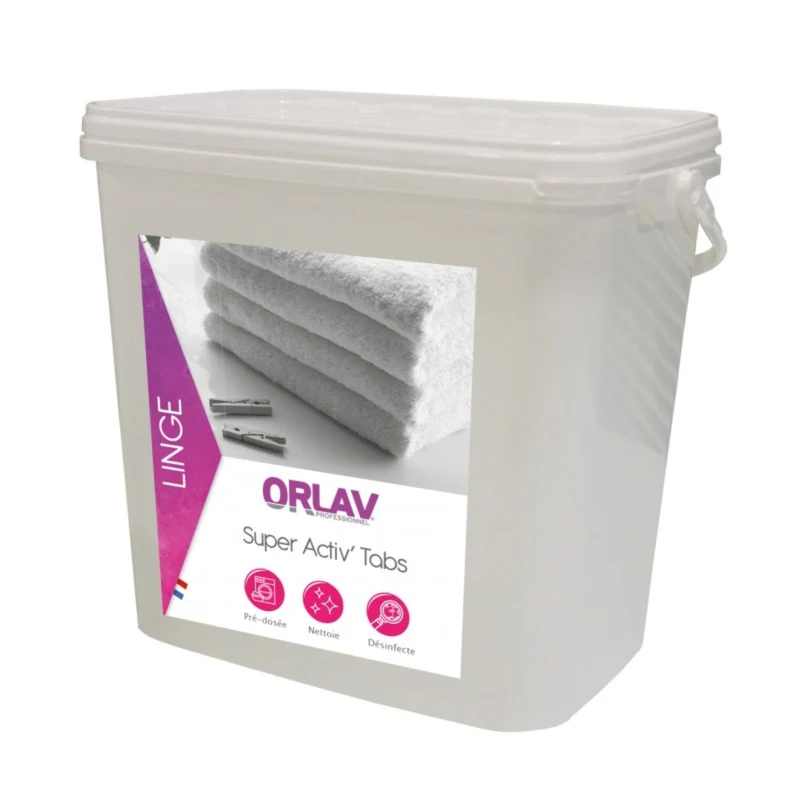 ORLAV SUPER ACTIV TABS+ Pastilles lave-linge désinfectantes - Seau 3 kg