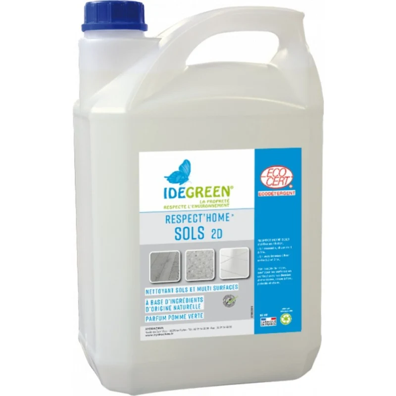IDEGREEN Respect’Home® SOLS 2D Nettoyant sols ECOCERT - Bidon 5 L
