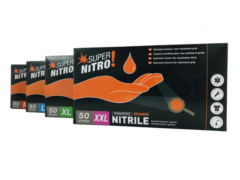 VANZEEBROECK SUPER NITRO – Gants nitrile orange non poudrés x50