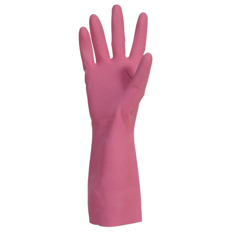 GANTS MENAGE LATEX FLOQUE COTON ROSE
