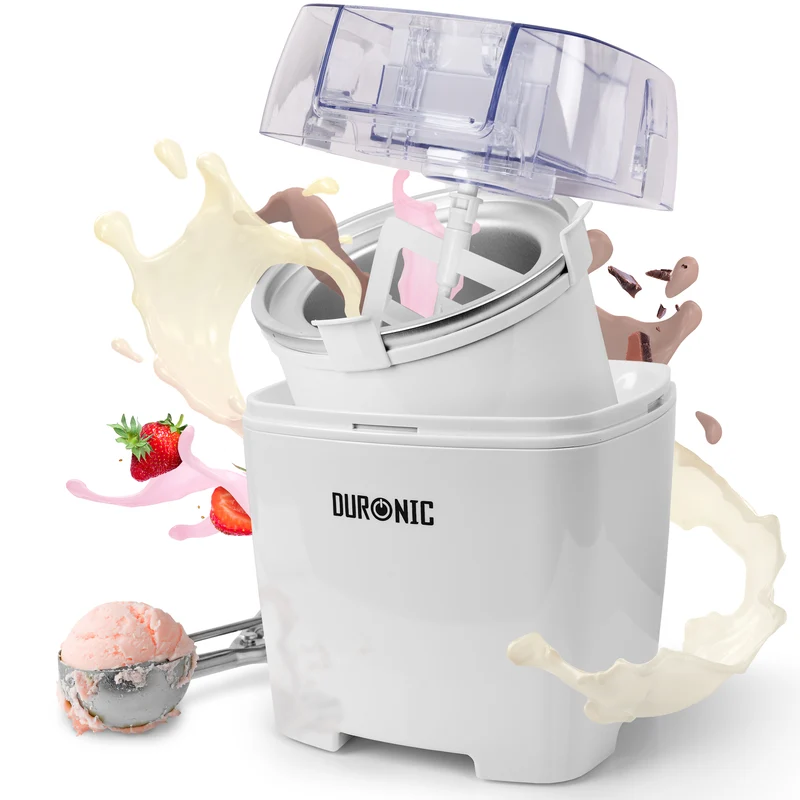 Duronic IM540 Machine à glace et sorbetière électrique Cuve amovible en inox de 1,5 litres Turbine idéale pour créer des glaces sorbets yaourts glacés crèmes glacée et desserts faits maison