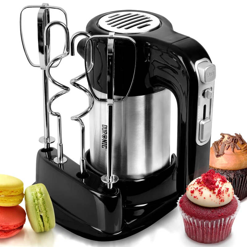 Duronic HM3 Batteur électrique de 300W avec socle de rangement 2 Batteurs et 2 Crochets à pétrir Idéal pour battre des œufs en neige et préparer de la crème des génoises des gâteaux