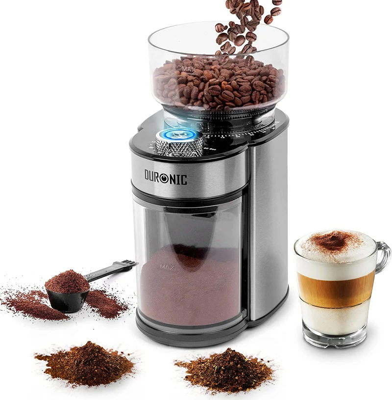 Duronic BG200 Moulin à Café électrique de 200W | 35 Réglages de Moulure différents | Capacité de 200 g | Acier Inoxydable | Jusqu'à 12 Tasses